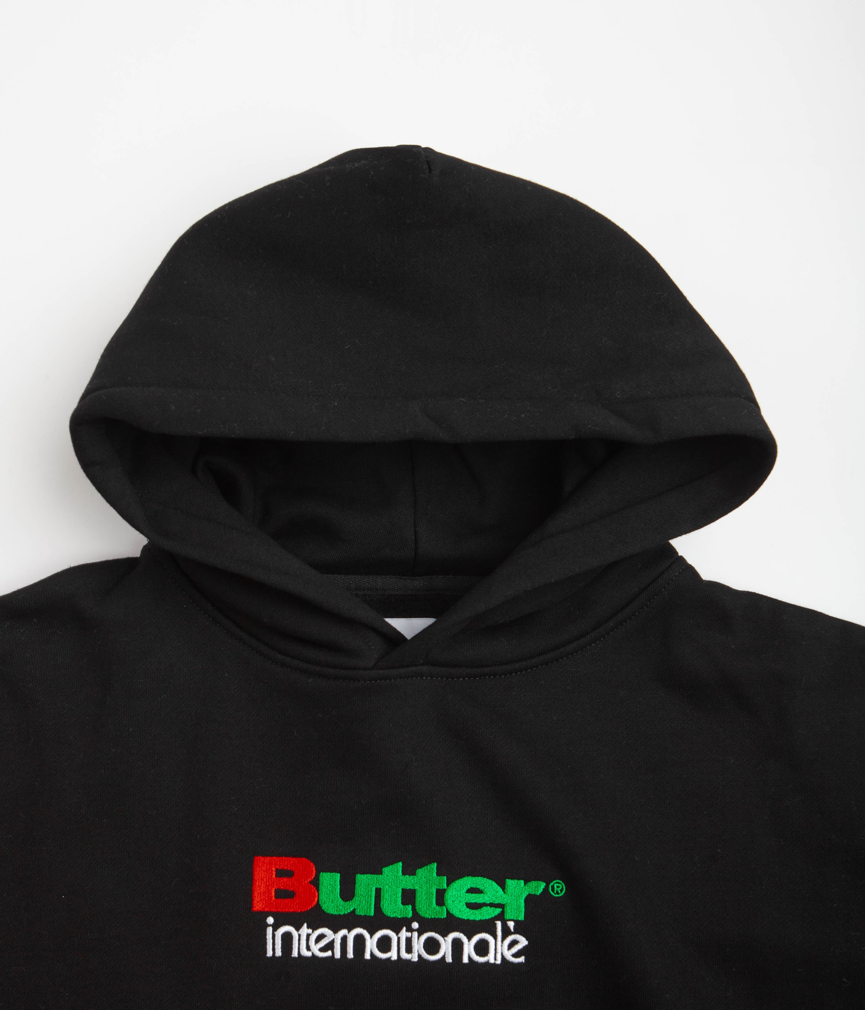Butter Goods Internationale Embroidered Hoodie Black Flatspot