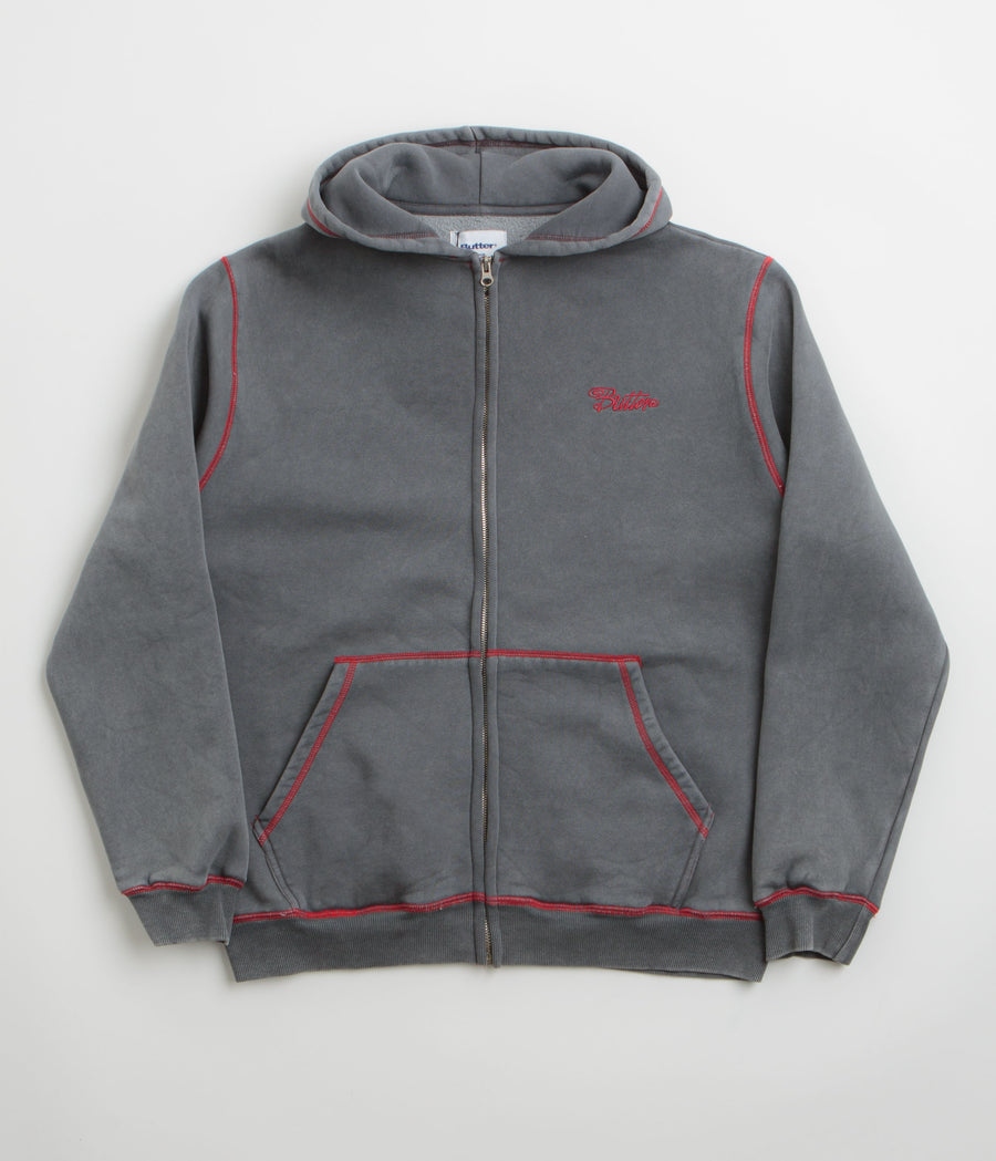 Butter Goods Jive Zip-Thru Hoodie in Washed Black