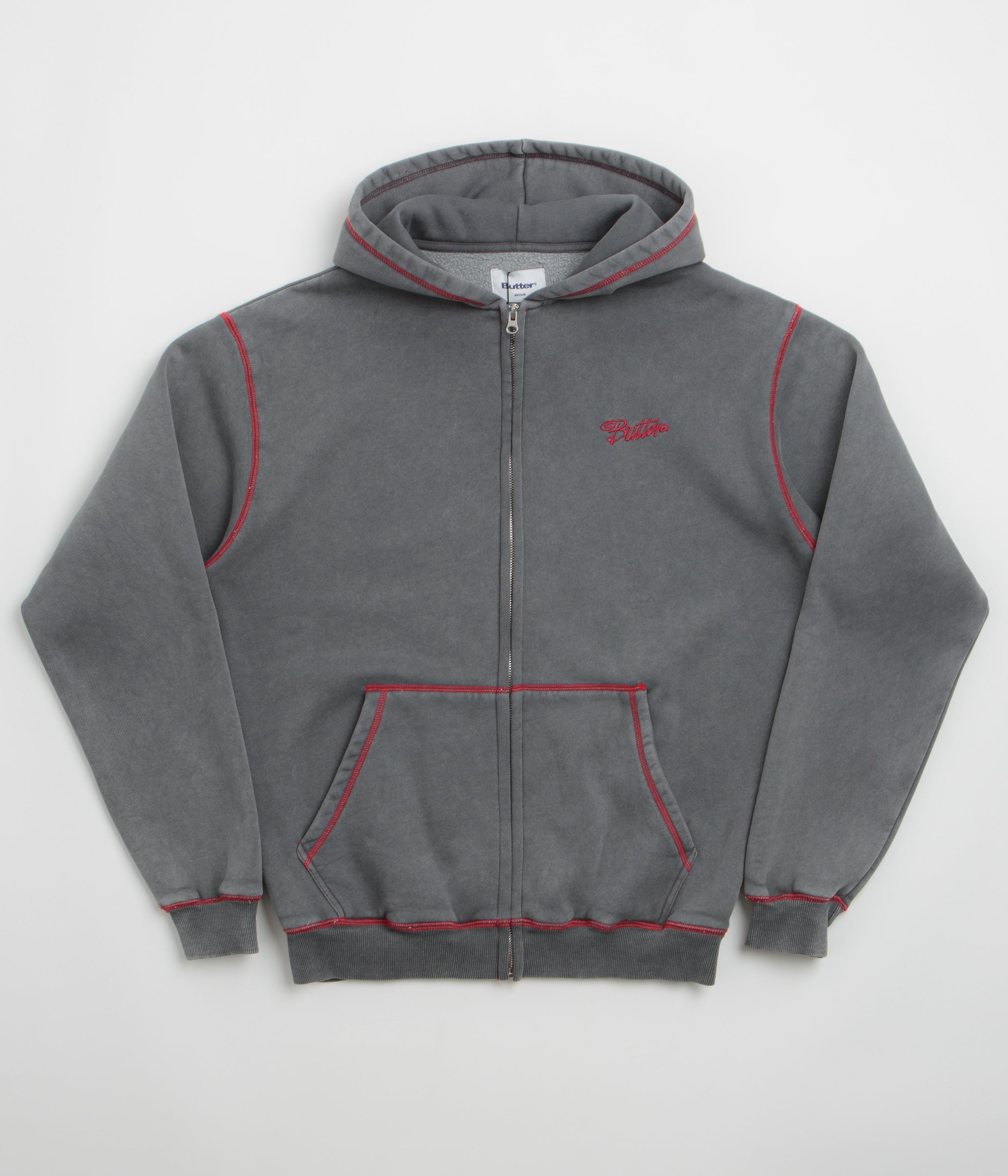 Butter Goods Jive Zip-Thru Hoodie in Washed Black