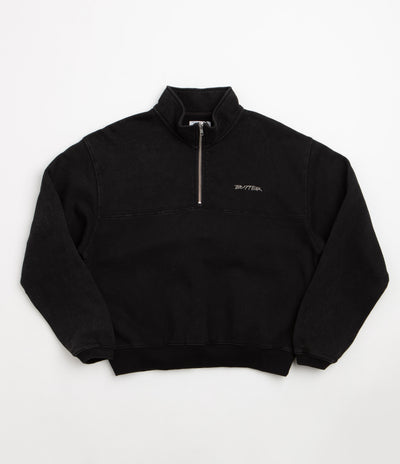 Butter Goods Panel 1/4 Zip Sweatshirt - Washed Black