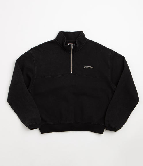 Butter Goods Panel 1/4 Zip Sweatshirt - Washed Black