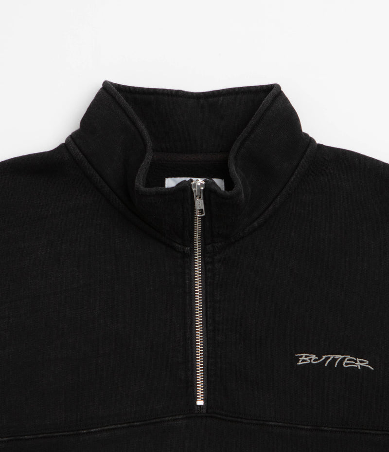 Butter Goods Panel 1/4 Zip Sweatshirt - Washed Black, view 9