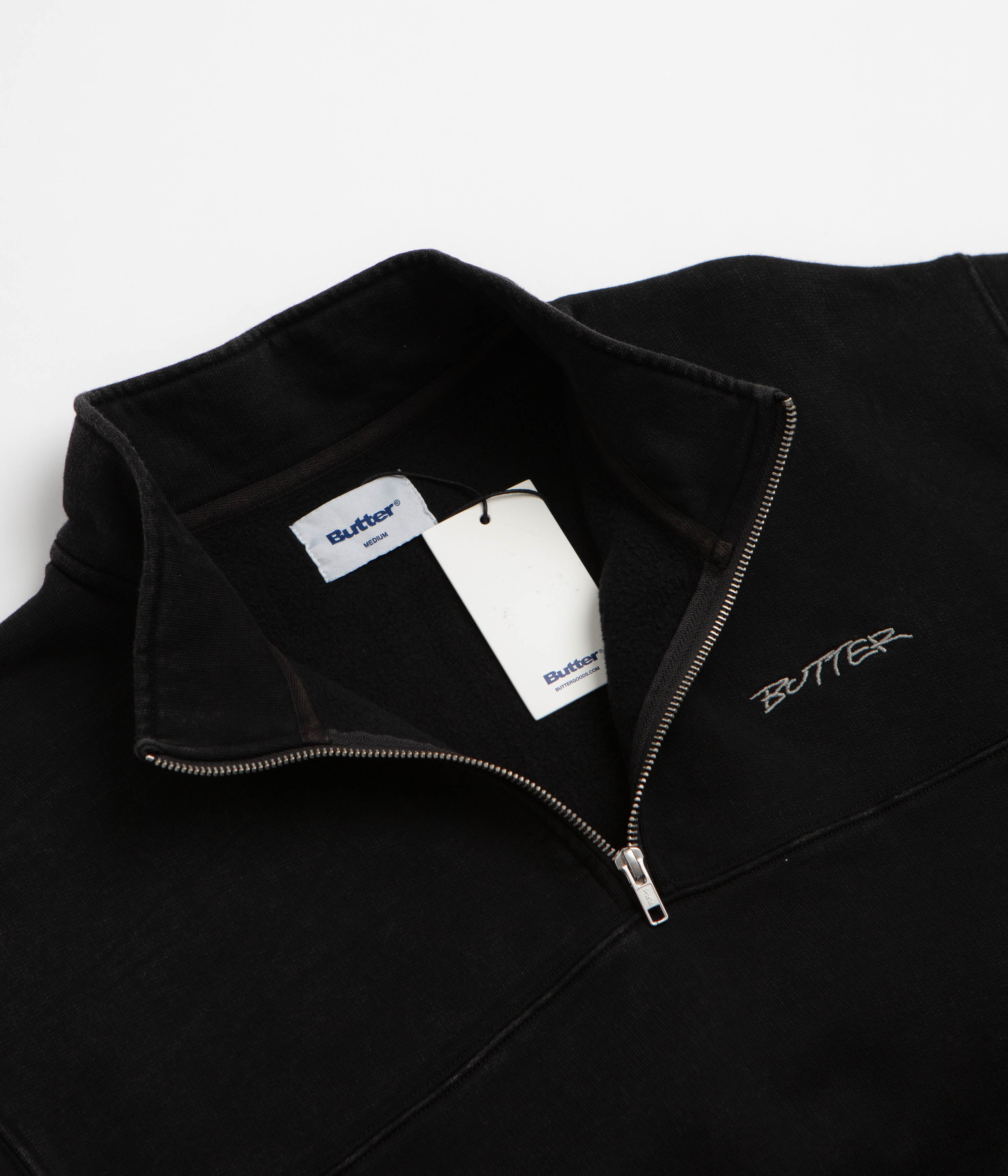 Butter Goods Panel 1/4 Zip Sweatshirt - Washed Black, view 24