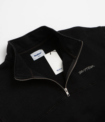 Butter Goods Panel 1/4 Zip Sweatshirt - Washed Black