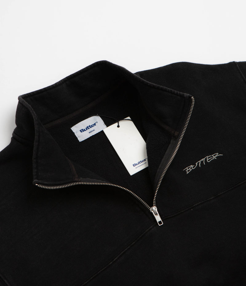 Butter Goods Panel 1/4 Zip Sweatshirt - Washed Black, view 15