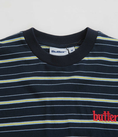 Butter Goods Park Stripe T-Shirt - Black / Sky / Banana