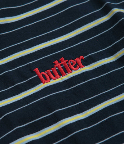 Butter Goods Park Stripe T-Shirt - Black / Sky / Banana