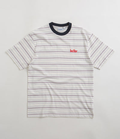 Butter Goods Park Stripe T-Shirt - White / Slate / Sand