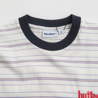 Butter Goods Park Stripe T-Shirt - White / Slate / Sand thumbnail