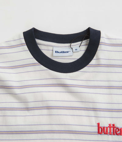 Butter Goods Park Stripe T-Shirt - White / Slate / Sand