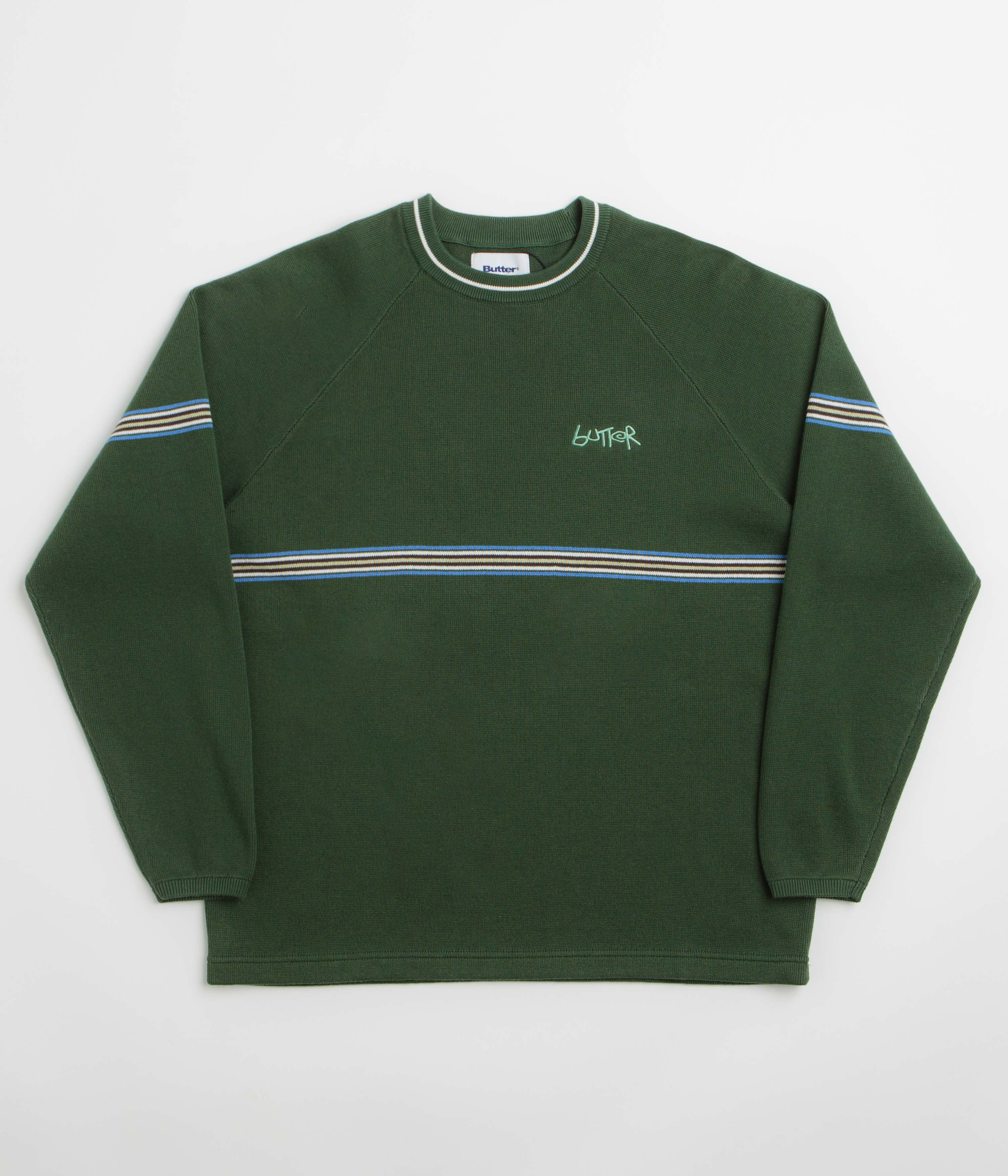 Butter Goods Pier Knit Crewneck Sweatshirt - Moss