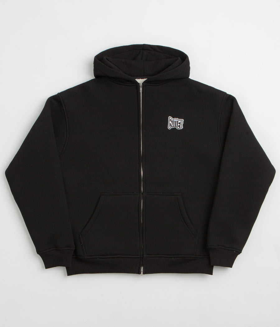 Butter Goods Pile Lined Zip-Thru Hoodie - Black