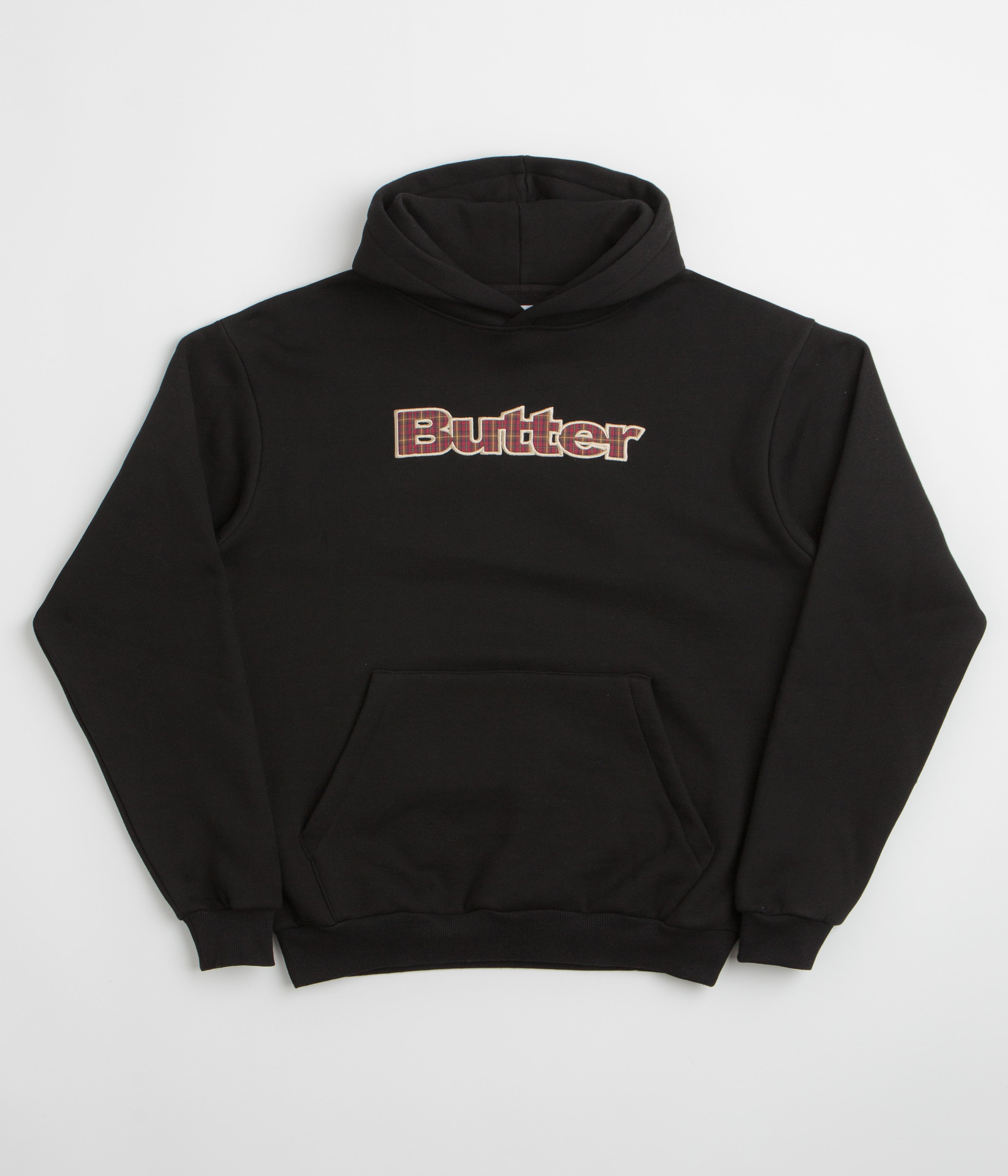 Butter Goods Plaid Applique Hoodie - Black / Brown