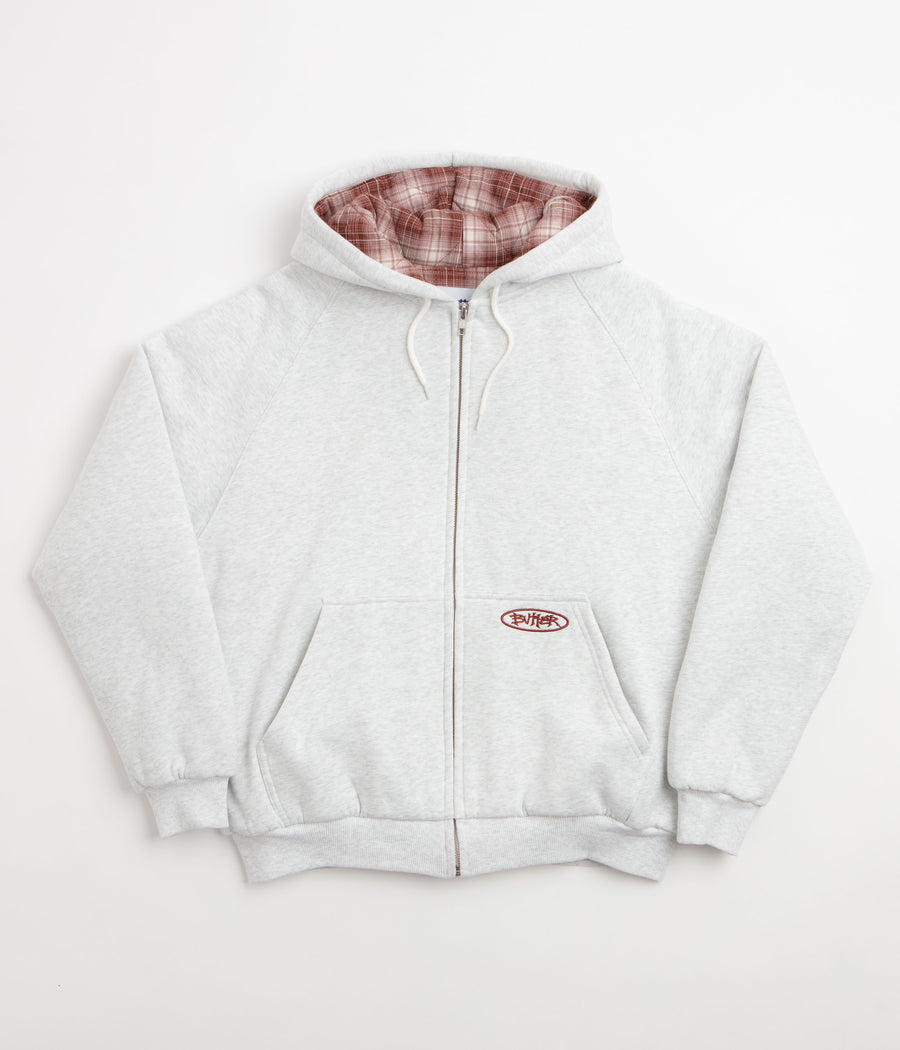 Butter Goods Plaid Lined Zip-Thru Hoodie - Ash