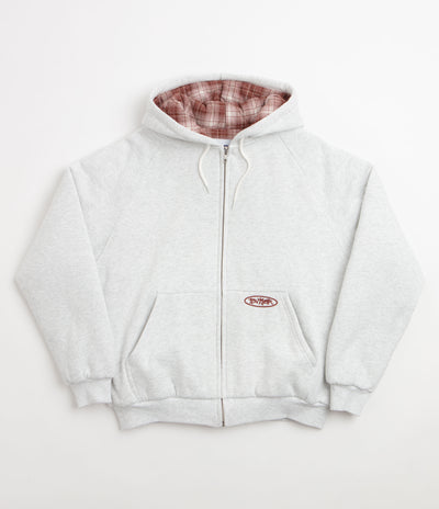 Butter Goods Plaid Lined Zip-Thru Hoodie - Ash