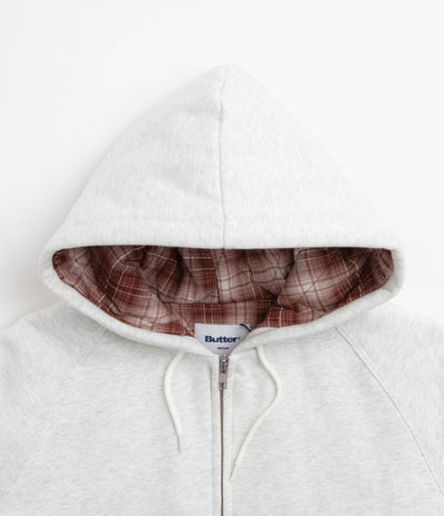 Butter Goods Plaid Lined Zip-Thru Hoodie - Ash