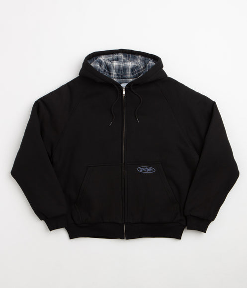 Butter Goods Plaid Lined Zip-Thru Hoodie - Black