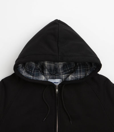 Butter Goods Plaid Lined Zip-Thru Hoodie - Black