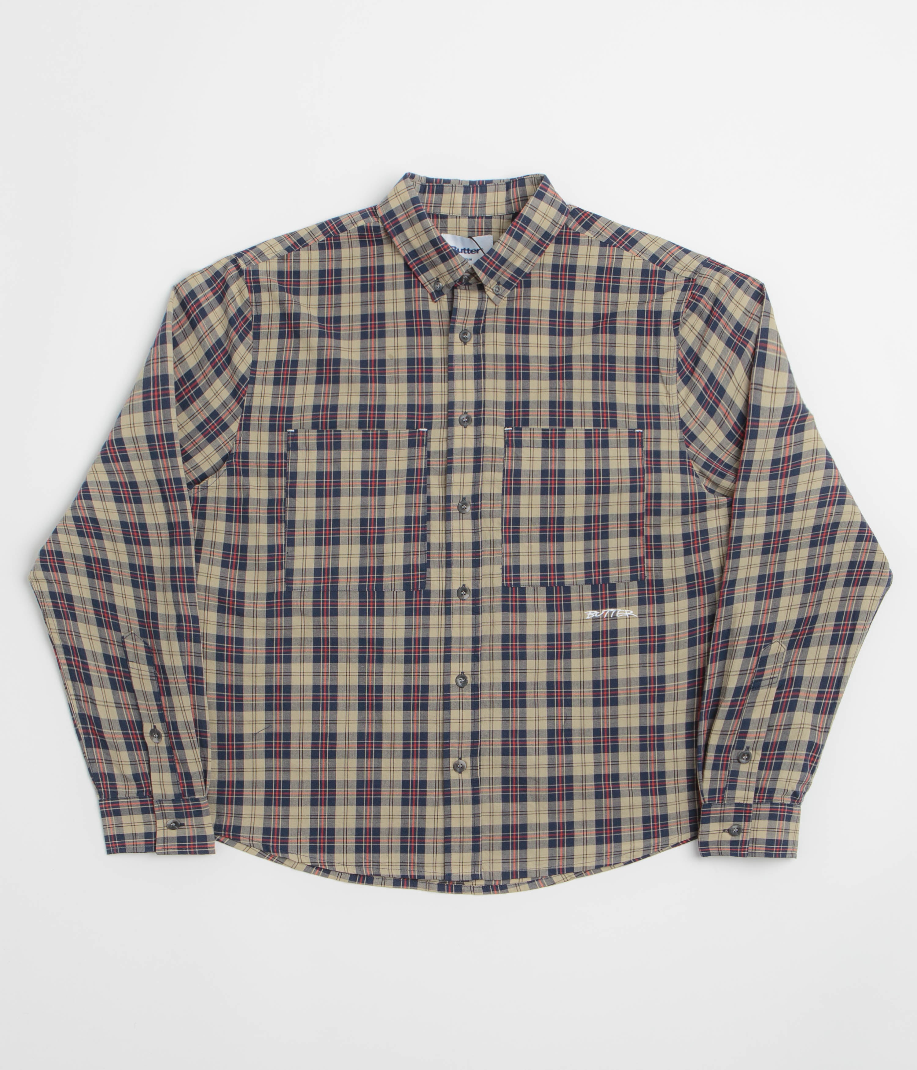 Butter Goods Plaid Shirt - Beige / Navy