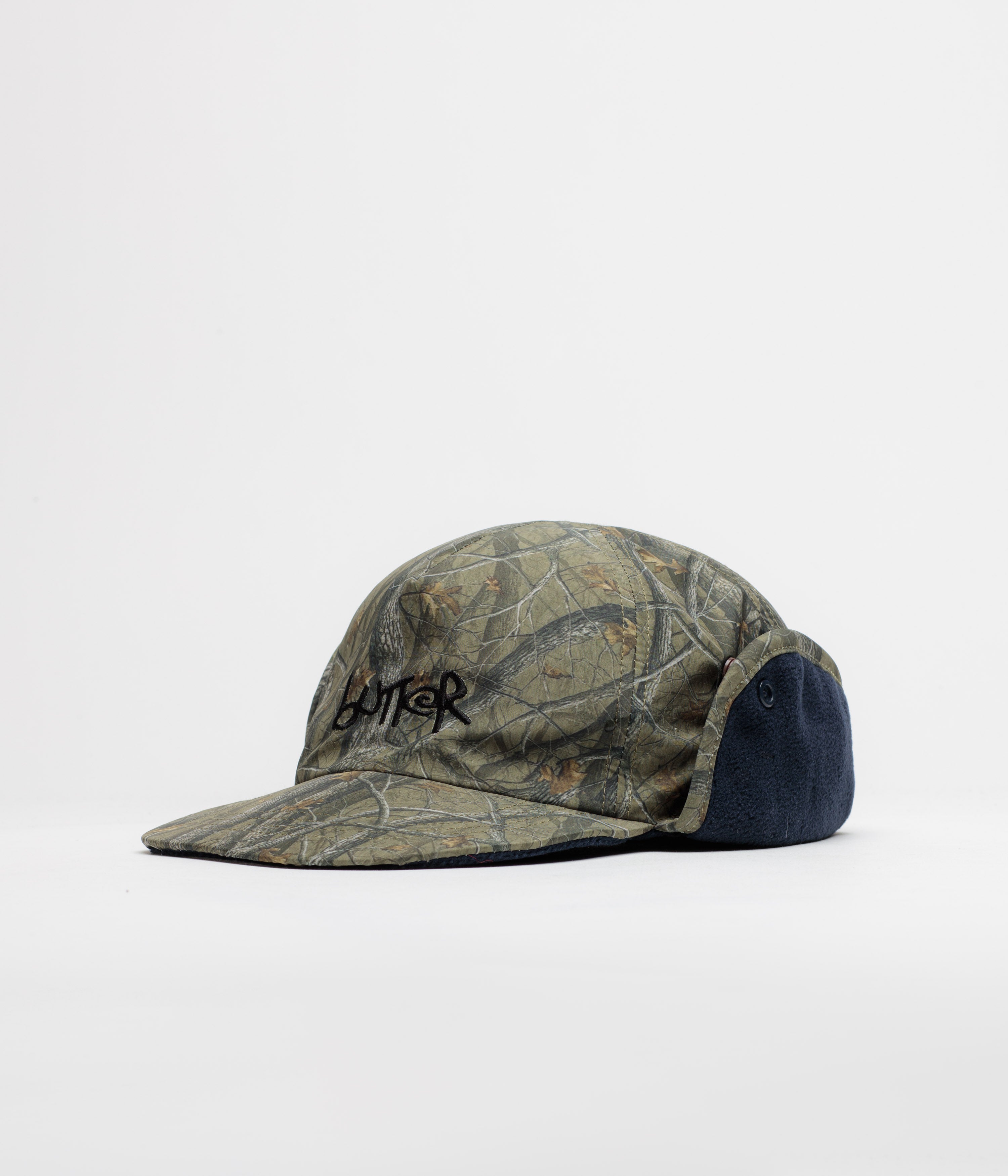 Butter Goods Polartec Reversible Trapper Cap - Forest Camo / Navy