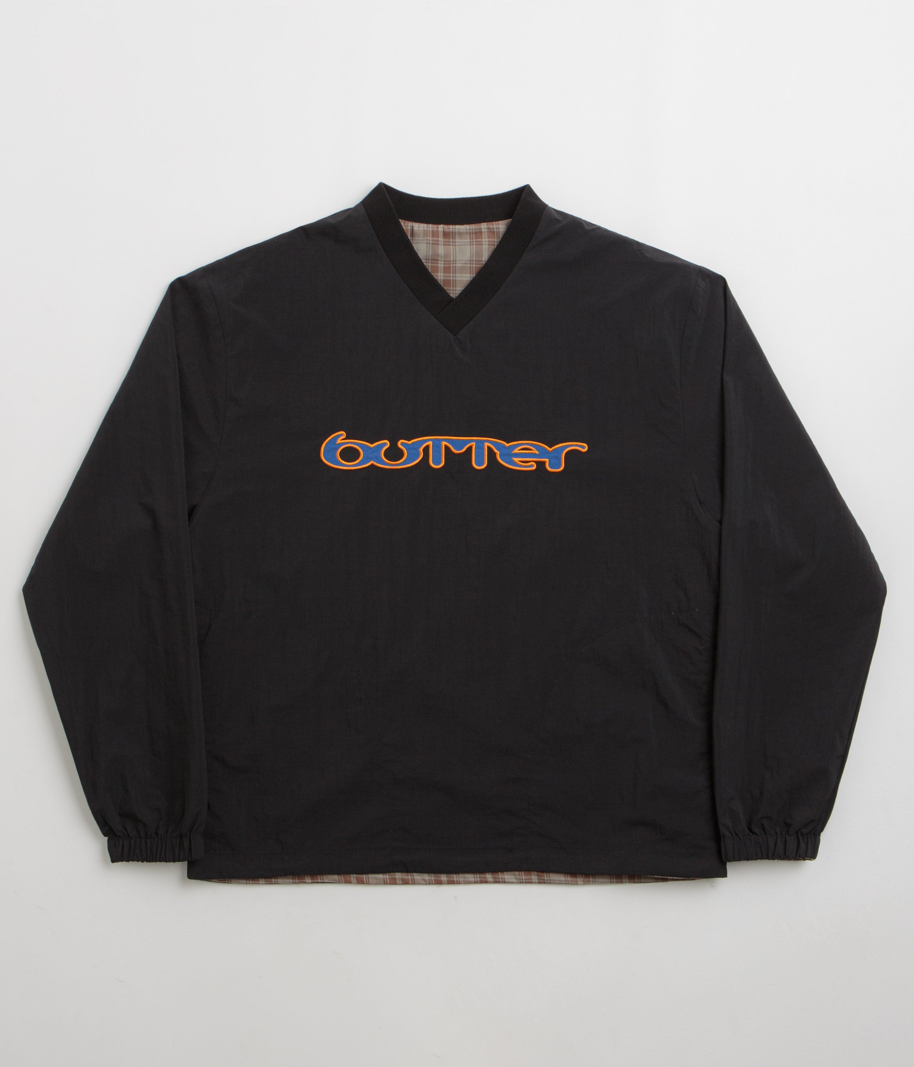 Butter Goods Reversible Dugout Pullover Jacket in Black and Stone
