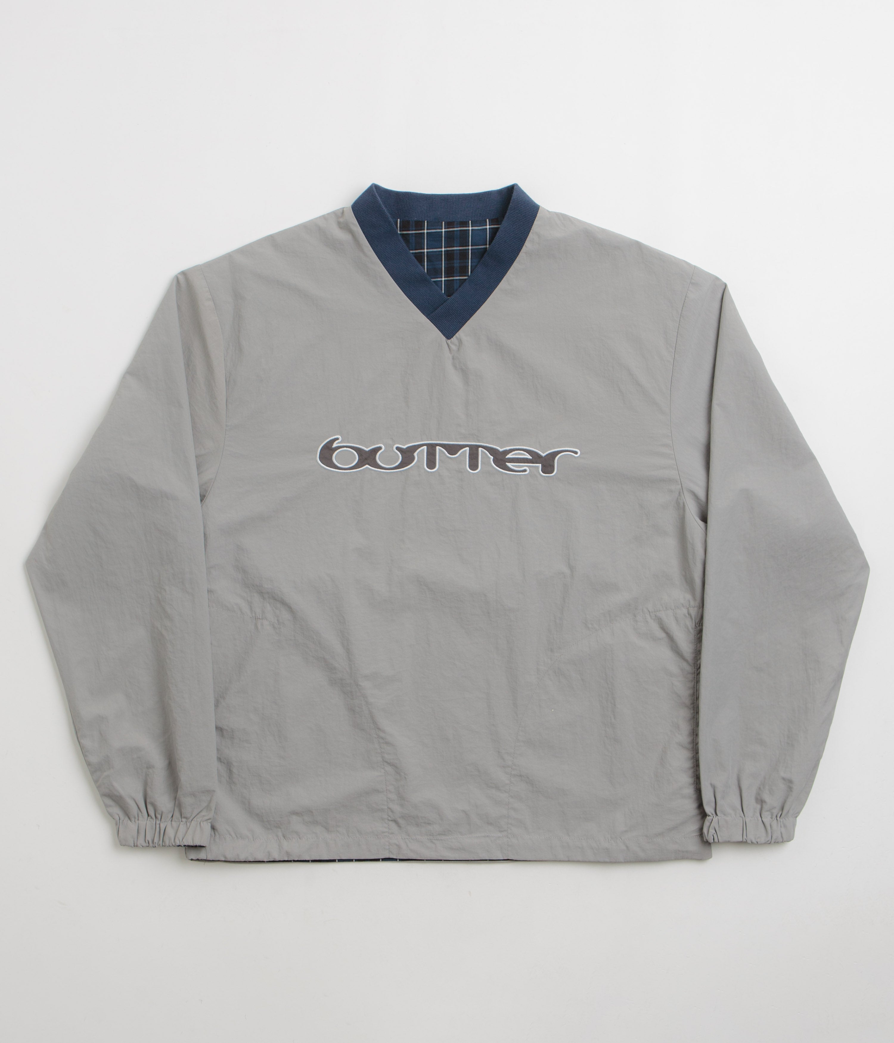 Butter Goods Reversible Dugout Pullover Jacket in Grey and Navy