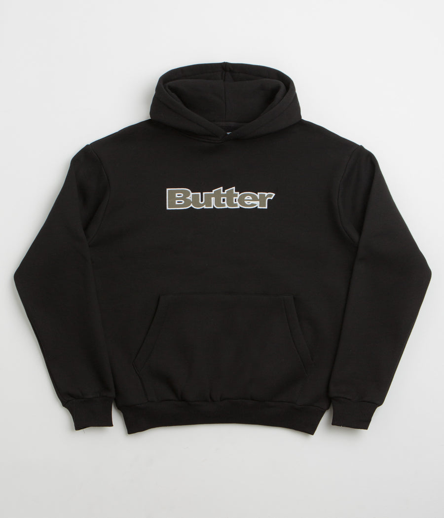 Butter Goods Ripstop Logo Applique Hoodie in Black
