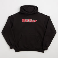 Butter Goods Ripstop Logo Applique Hoodie in Black and Red thumbnail