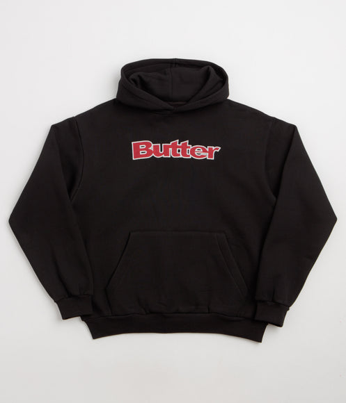 Butter Goods Ripstop Logo Applique Hoodie - Black / Red