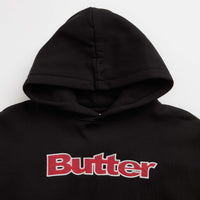 Butter Goods Ripstop Logo Applique Hoodie in Black and Red thumbnail