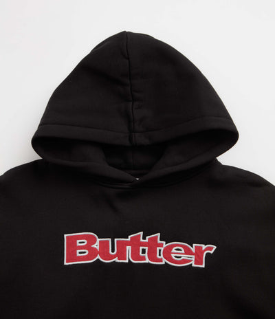 Butter Goods Ripstop Logo Applique Hoodie in Black and Red