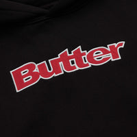 Butter Goods Ripstop Logo Applique Hoodie in Black and Red thumbnail