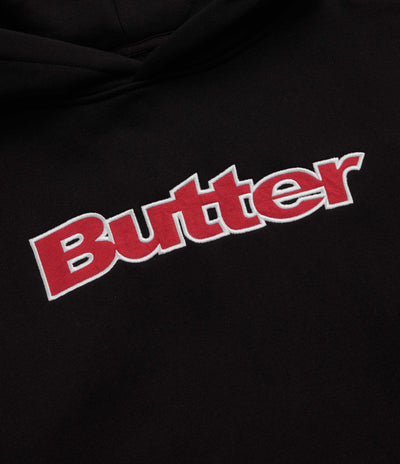 Butter Goods Ripstop Logo Applique Hoodie in Black and Red