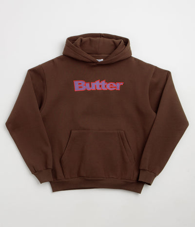 Butter Goods Ripstop Logo Applique Hoodie - Dark Brown