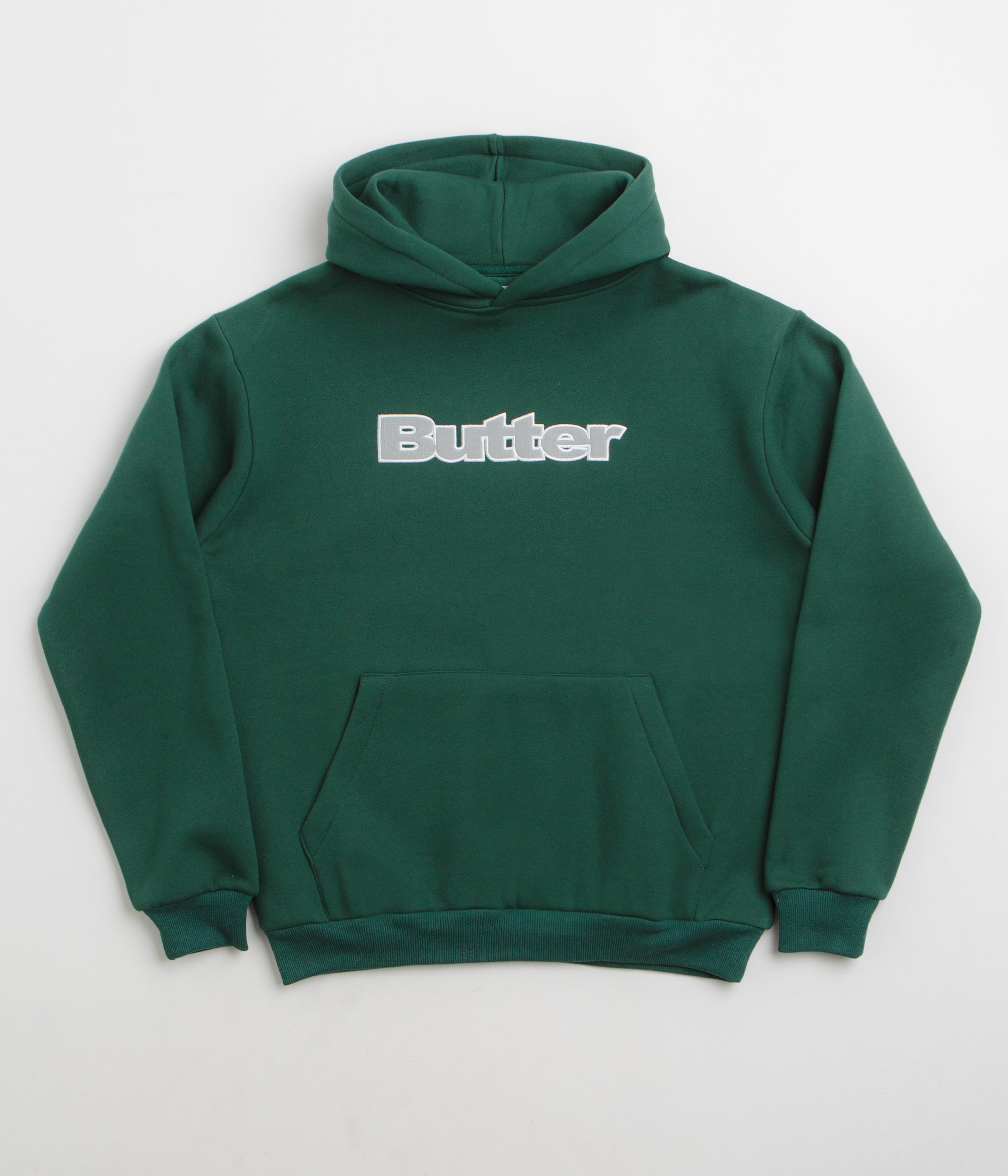 Butter Goods Ripstop Logo Applique Hoodie in Forest