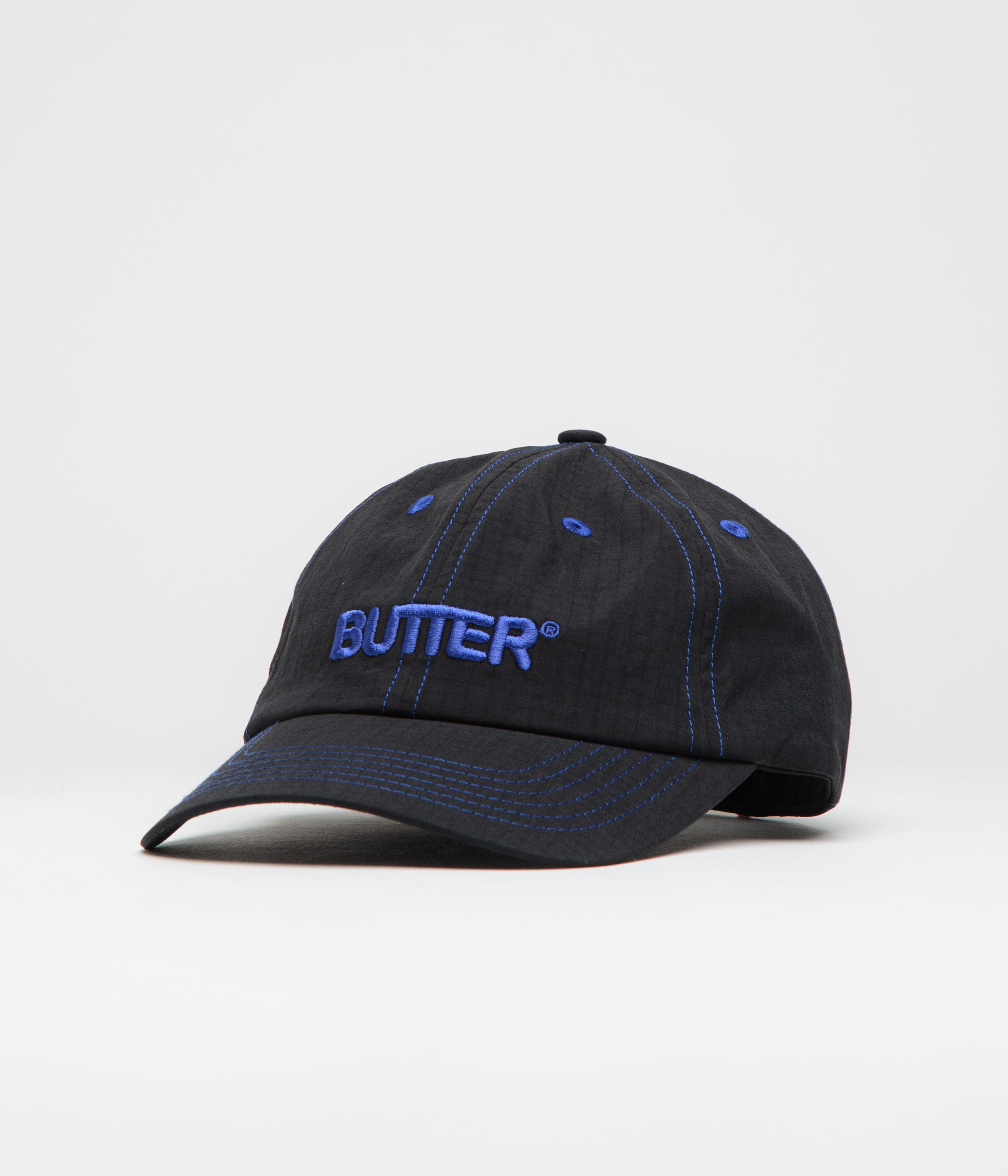 Butter Goods Rounded Logo Cap in Black and Blue