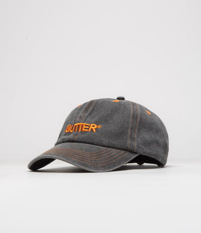 Butter Goods Rounded Logo Cap in Black and Orange