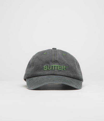 Butter Goods Rounded Logo Cap in Washed Black and Green