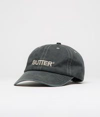 Butter Goods Rounded Logo Cap in Washed Black and Grey