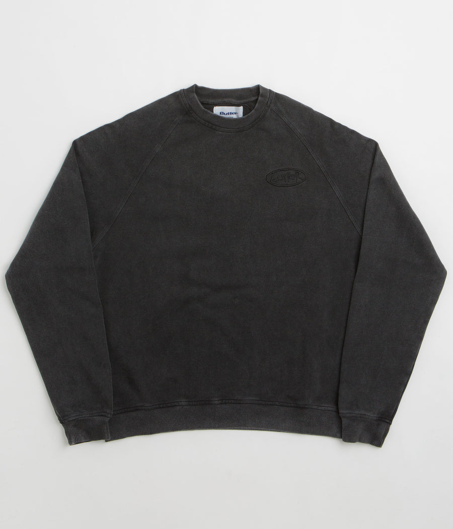 Butter Goods Scrubbed Crewneck Sweatshirt in Black