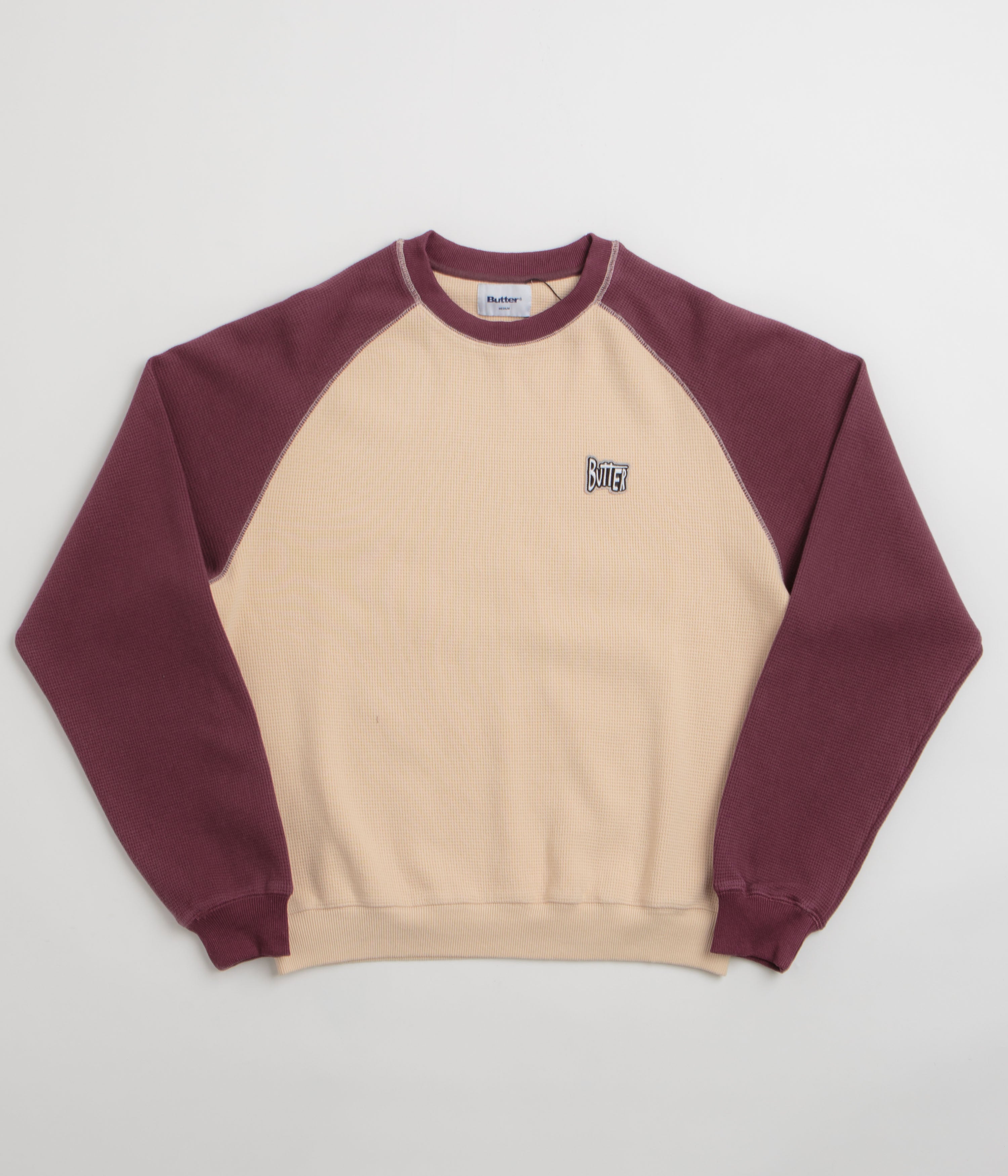 Butter Goods Sketch Waffle Crewneck Sweatshirt - Cream / Red