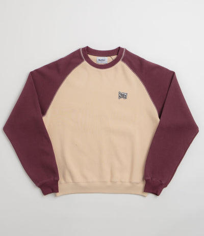 Butter Goods Sketch Waffle Crewneck Sweatshirt in Cream and Red