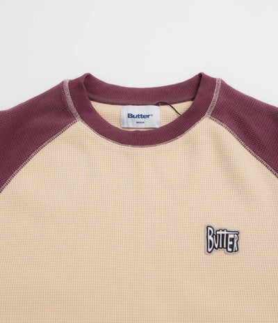 Butter Goods Sketch Waffle Crewneck Sweatshirt in Cream and Red