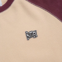 Butter Goods Sketch Waffle Crewneck Sweatshirt in Cream and Red thumbnail