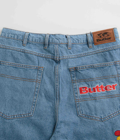 Butter Goods Sorcerer Baggy Denim Shorts in Washed Indigo