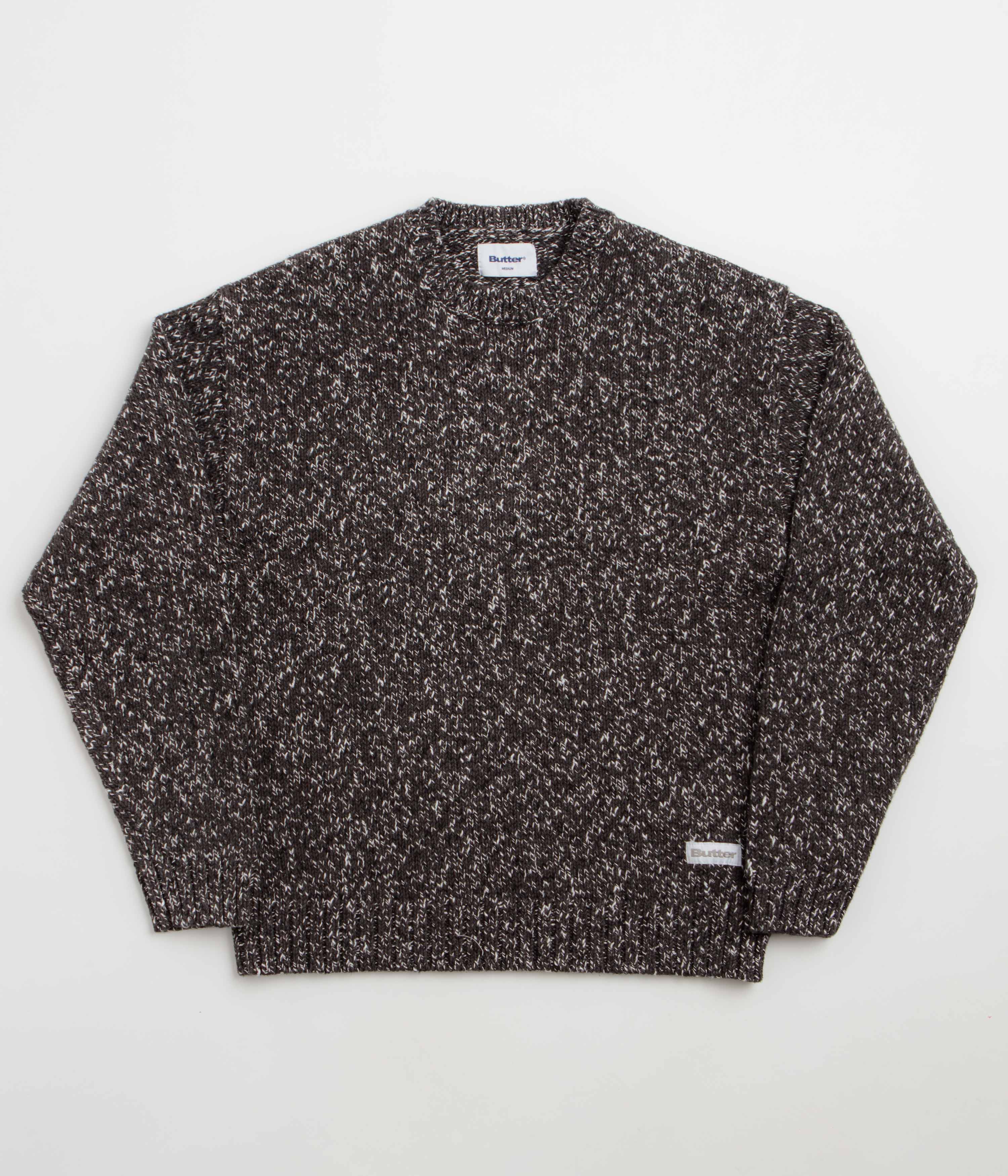Butter Goods Speckle Knit Crewneck Sweatshirt in Charcoal