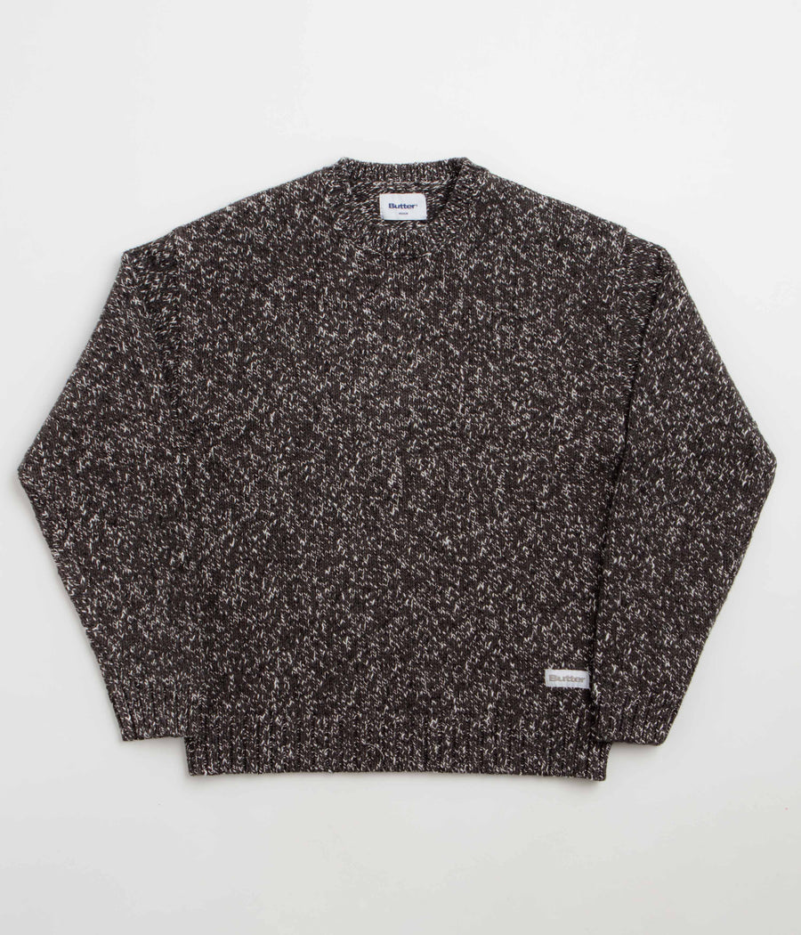 Butter Goods Speckle Knit Crewneck Sweatshirt in Charcoal