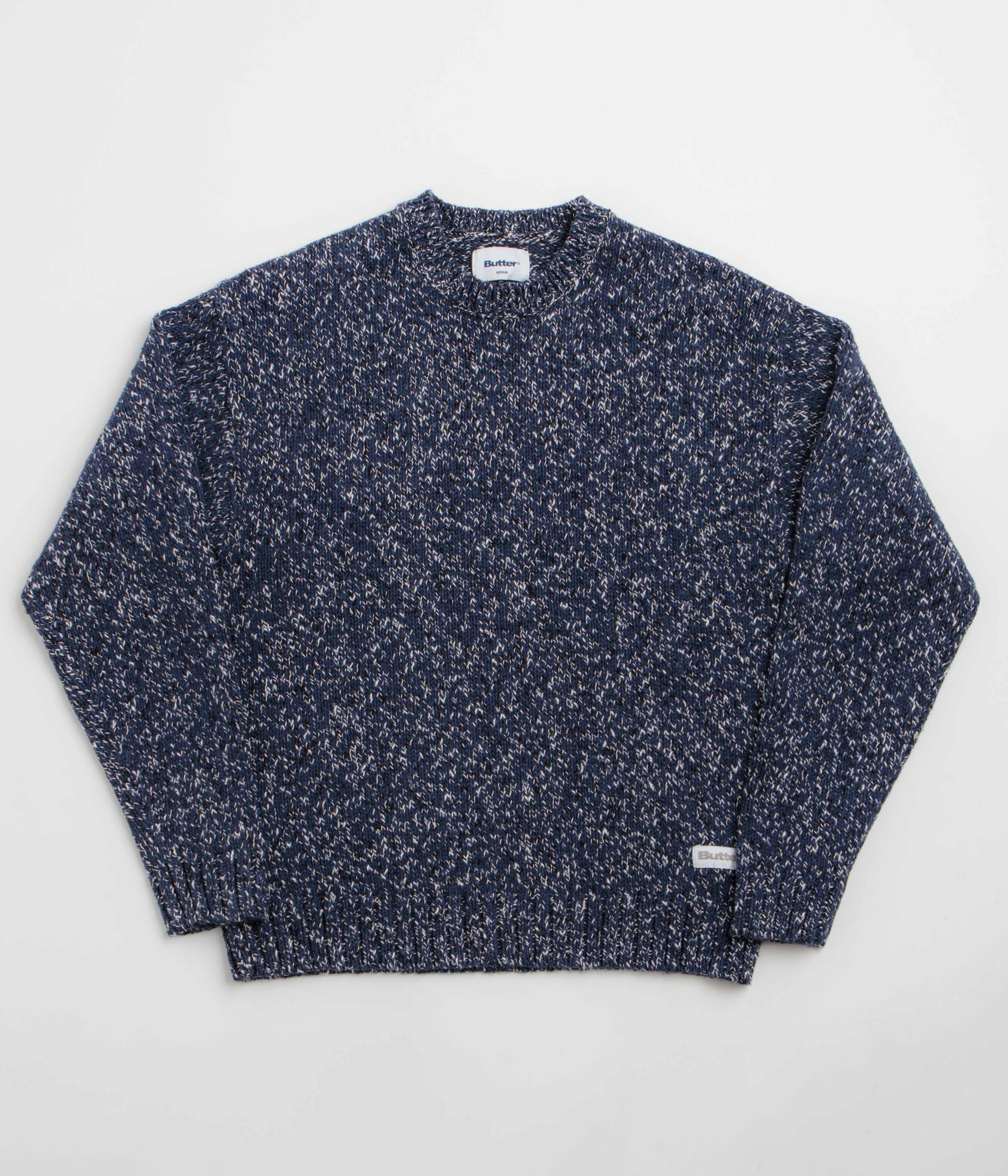 Butter Goods Speckle Knit Crewneck Sweatshirt - Navy