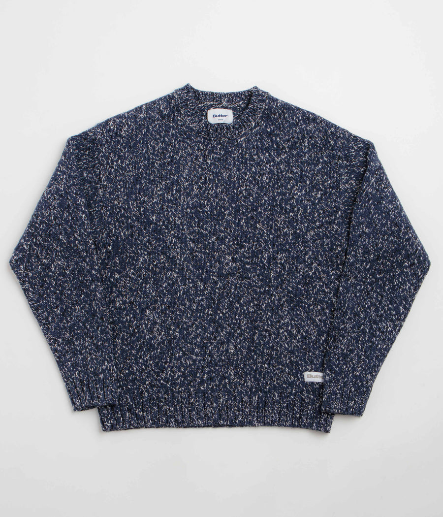 Butter Goods Speckle Knit Crewneck Sweatshirt - Navy