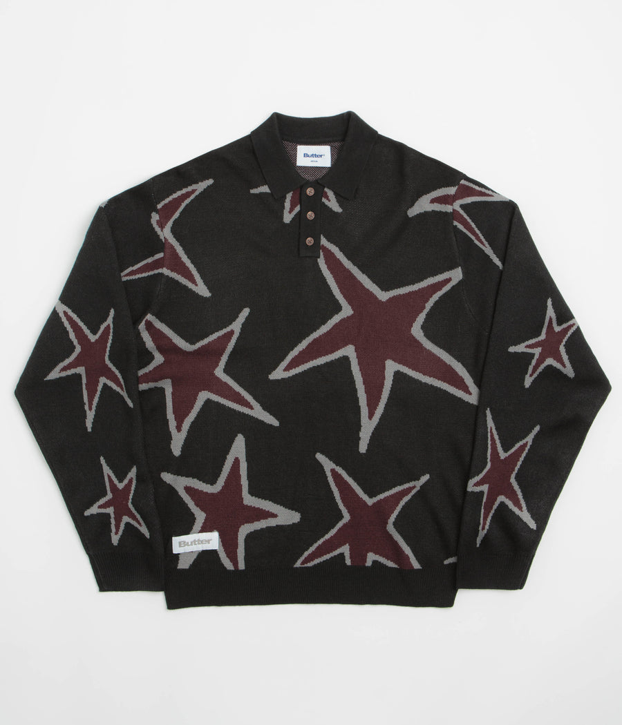 Butter Goods Star Polo Knit Sweatshirt - Black